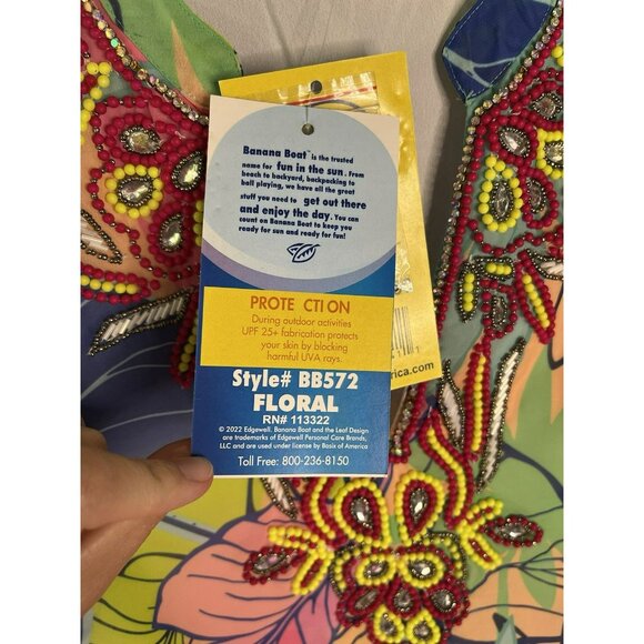 Banana Boat NEW NWT SPF 25+ Sun Protection Floral V Neck Coverup Dress Woman’s - Picture 6 of 11